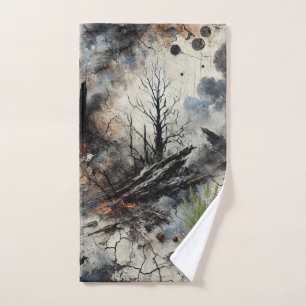Abstract Charred Forest Hand Towel