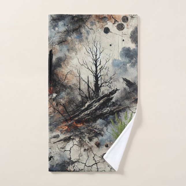 Abstract Charred Forest Hand Towel (Hand Towel)