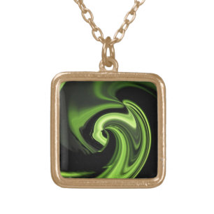 Abstract Chartreuse Heart Necklace