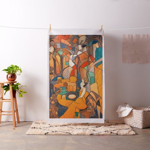 Abstract Cheater Quilt Panel in Leo Gestel style Fabric