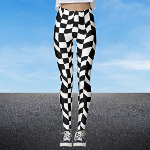 Abstract Checker Patterned Leggings - Wearable Art