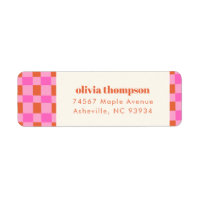 Abstract Checker Pink Orange Shower Return Address