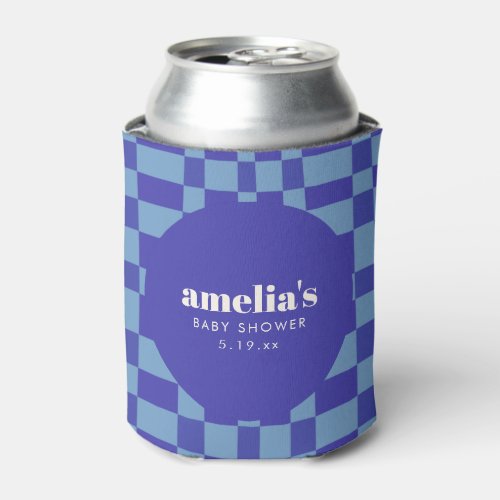 Abstract Checkerboard Blue Custom Baby Shower