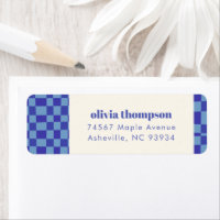 Abstract Checkerboard Blue Shower Return Address