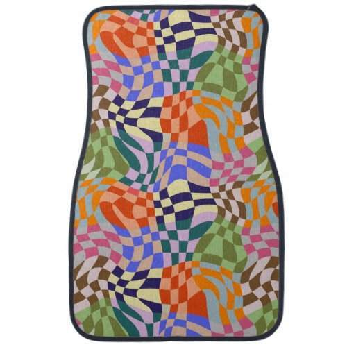 Abstract Checkered Colorful Pattern Car Floor Mat