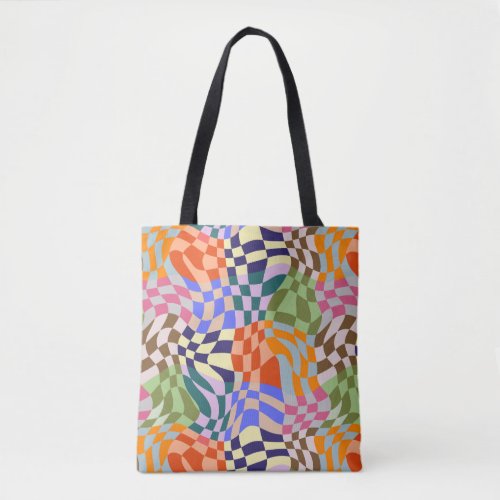 Abstract Checkered Colorful Pattern Tote Bag