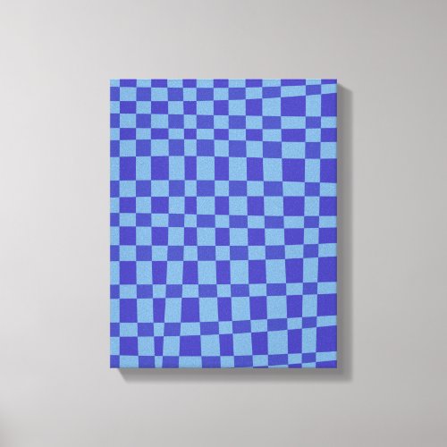 Abstract Checkered Shapes Pattern in Blue   Canvas Print