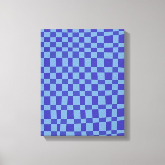 Abstract Checkered Shapes Pattern in Blue   Canvas Print (Front)