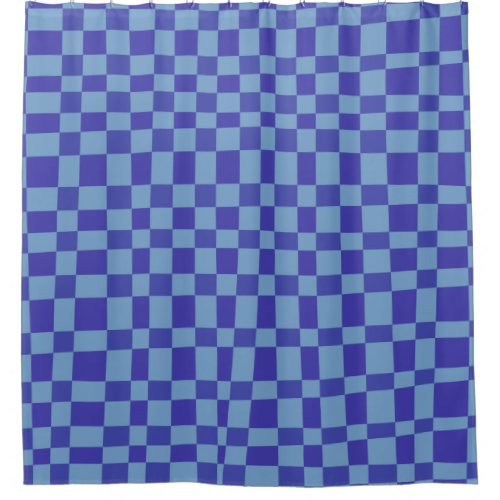 Abstract Checkered Shapes Pattern in Blue   Shower Curtain