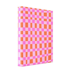 Abstract Checkered Shapes Pattern in Pink    Canvas Print