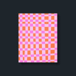 Abstract Checkered Shapes Pattern in Pink    Canvas Print<br><div class="desc">Abstract Checkered Shapes Pattern in Pink and Orange Canvas Print</div>