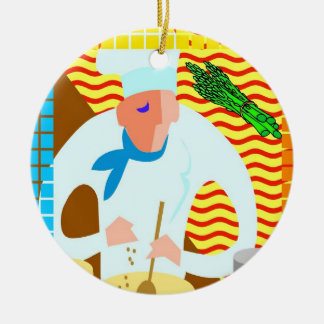 Abstract Chef Cooking, add, edit text Ceramic Ornament