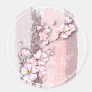 Abstract Cherry Blossoms Classic Round Sticker