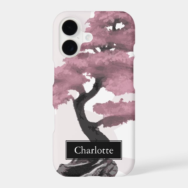 Abstract Cherry Tree Bonsai Custom Name Iphone Case (Back)