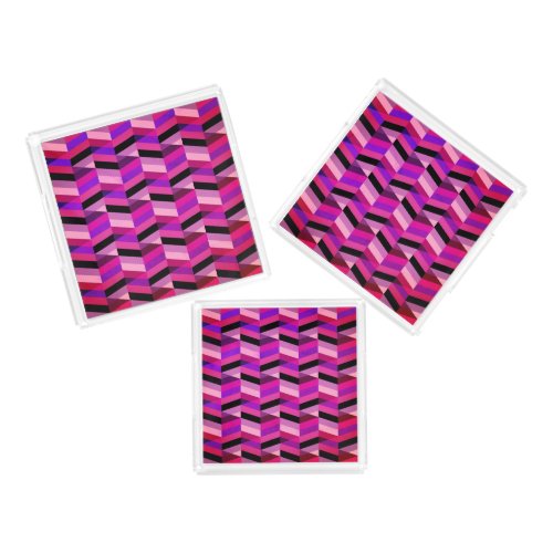 Abstract ChevronHerringbone  Purples  Violet Acrylic Tray