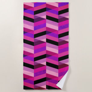 Abstract Chevron/Herringbone Purples & Violet Beach Towel