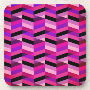 Abstract Chevron/Herringbone   Purples & Violet Beverage Coaster