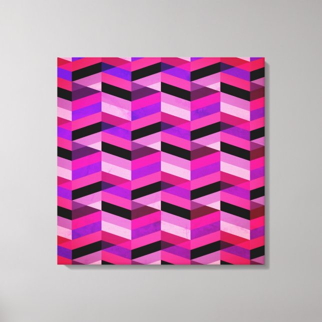 Abstract Chevron/Herringbone | Purples & Violet Canvas Print (Front)