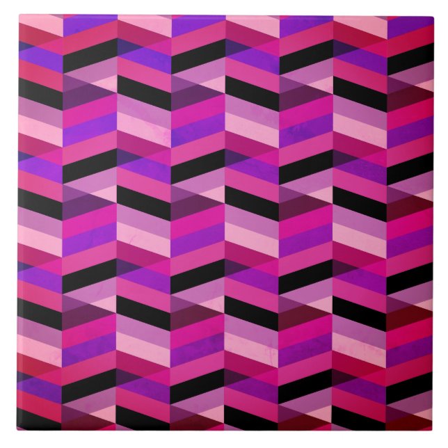 Abstract Chevron/Herringbone | Purples & Violet Ceramic Tile (Front)