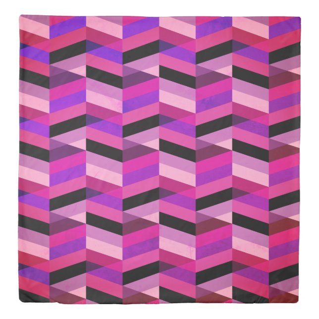 Abstract Chevron/Herringbone | Purples & Violet Duvet Cover (Front)