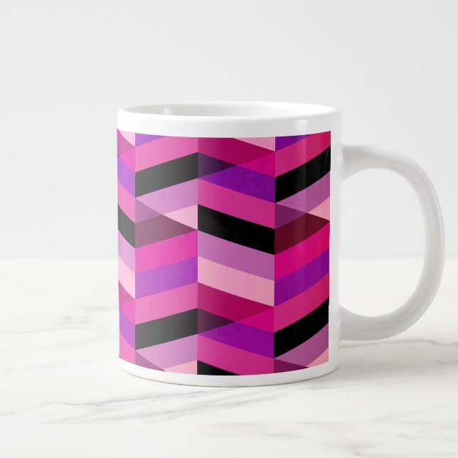 Abstract Chevron/Herringbone | Purples & Violet Giant Coffee Mug (Right)