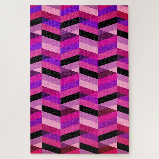 Abstract Chevron/Herringbone | Purples & Violet Jigsaw Puzzle (Vertical)