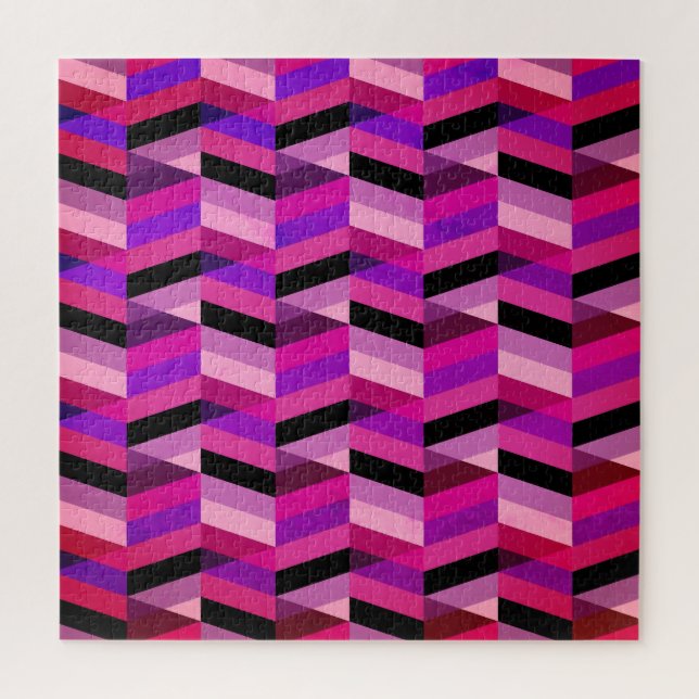 Abstract Chevron/Herringbone | Purples & Violet Jigsaw Puzzle (Vertical)