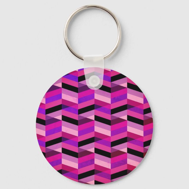 Abstract Chevron/Herringbone | Purples & Violet Keychain (Front)