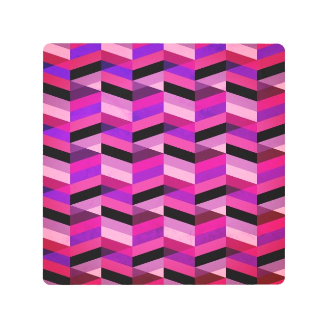 Abstract Chevron/Herringbone | Purples & Violet Metal Print (Front)