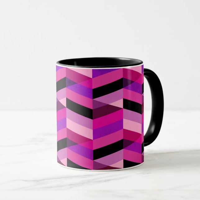 Abstract Chevron/Herringbone | Purples & Violet Mug (Front Right)