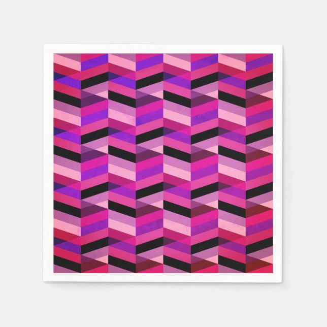 Abstract Chevron/Herringbone | Purples & Violet Napkins (Front)