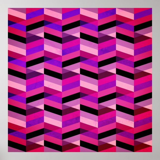 Abstract Chevron/Herringbone | Purples & Violet Poster (Front)