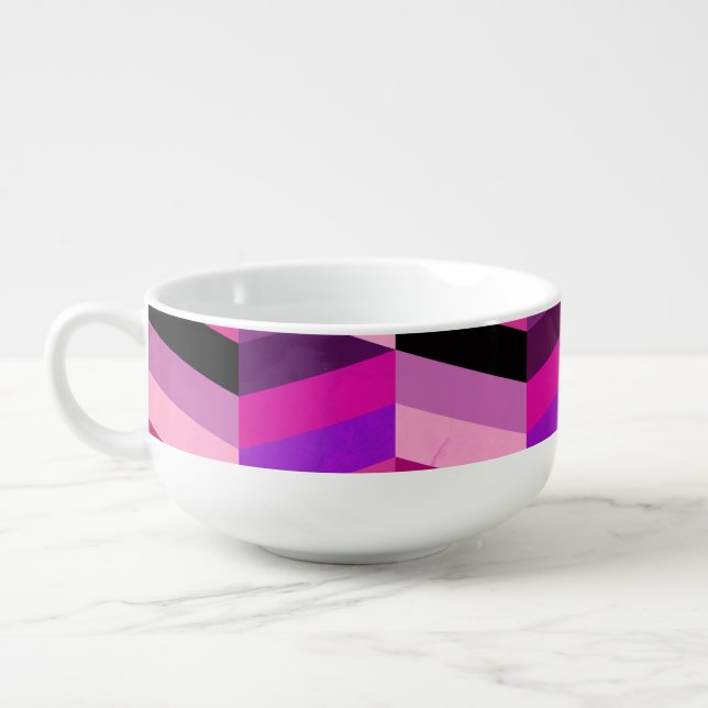 Abstract Chevron/Herringbone | Purples & Violet Soup Mug (Right)