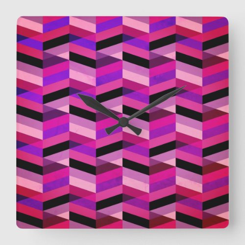 Abstract ChevronHerringbone  Purples  Violet Square Wall Clock