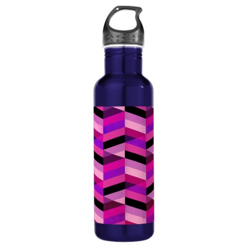 Abstract ChevronHerringbone  Purples  Violet Stainless Steel Water Bottle
