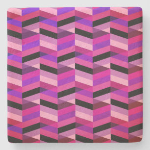 Abstract Chevron/Herringbone   Purples & Violet Stone Coaster