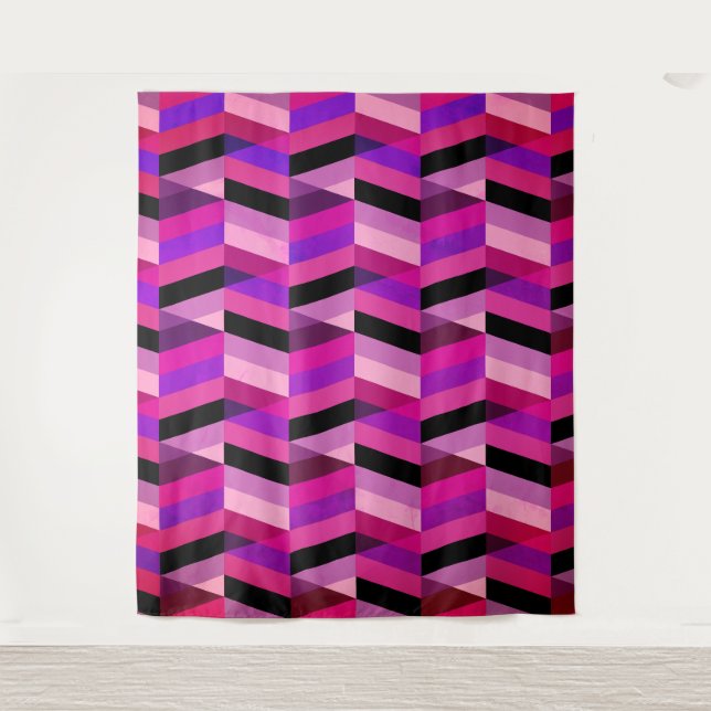 Abstract Chevron/Herringbone | Purples & Violet Tapestry (Front)