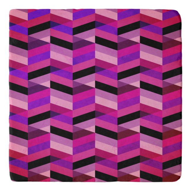 Abstract Chevron/Herringbone | Purples & Violet Trivet (Front)
