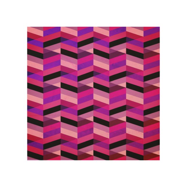 Abstract Chevron/Herringbone | Purples & Violet Wood Wall Art (Front)