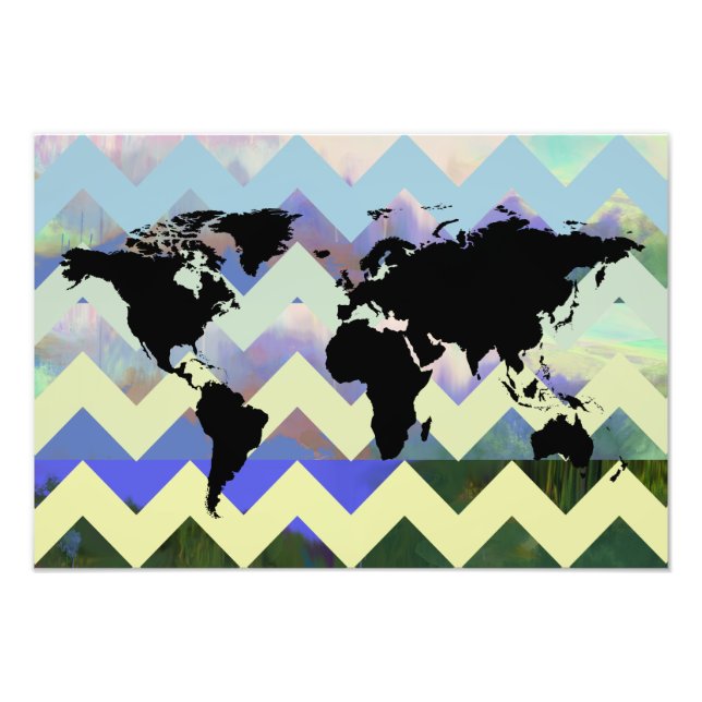 abstract chevron map-of-the-world photo print (Front)