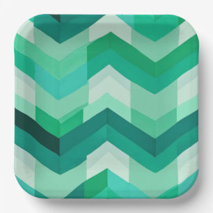 Abstract Chevron pattern in Greens Paper Plates