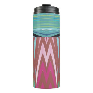 Abstract Chevron Vertical Stripe Dusty Rose Thermal Tumbler