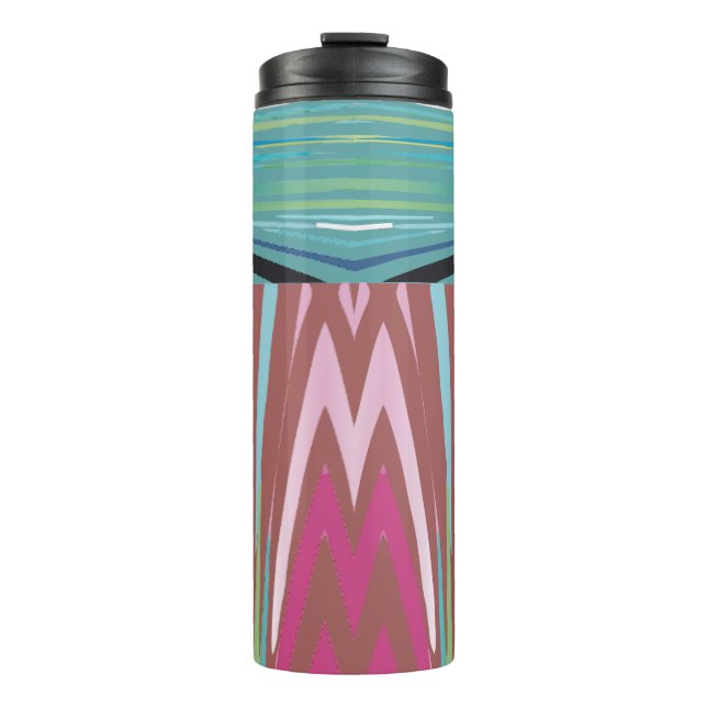 Abstract Chevron Vertical Stripe Dusty Rose Thermal Tumbler (Front)