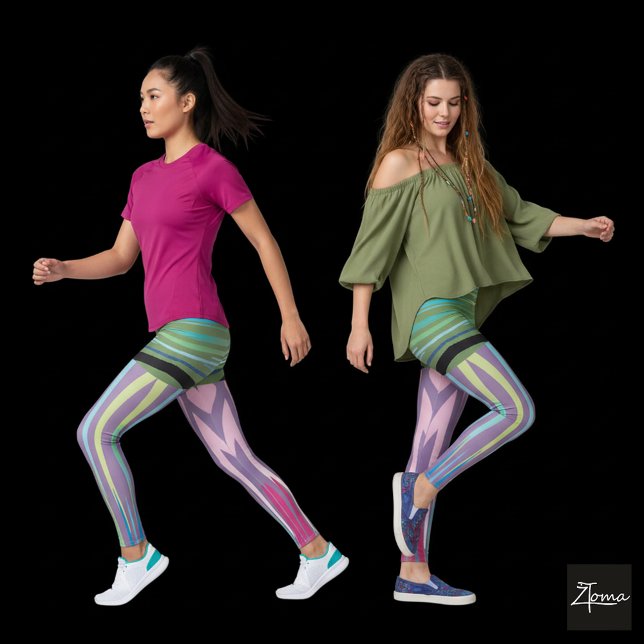 Abstract Chevron Vertical Stripe Lavender Green Leggings (Creator Uploaded)