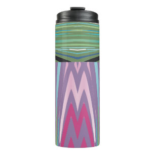 Abstract Chevron Vertical Stripe Lavender Green Thermal Tumbler