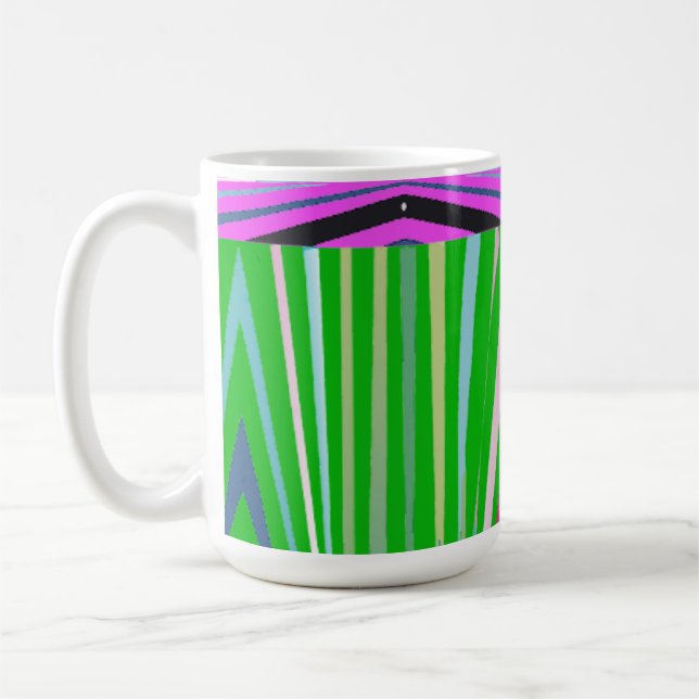 Abstract Chevron Vertical Stripe Neon Green Coffee Mug (Left)