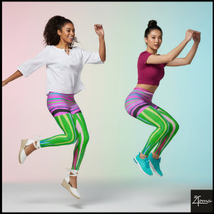 Abstract Chevron Vertical Stripe Neon Green Leggings
