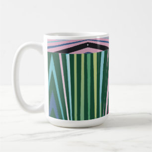Abstract Chevron Vertical Stripe Pink Green Coffee Mug