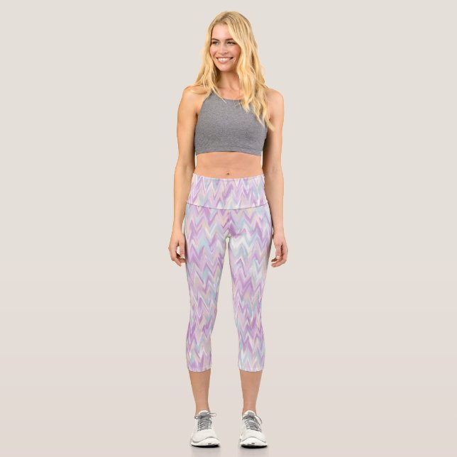 Abstract Chevrons Capri Leggings (Front)
