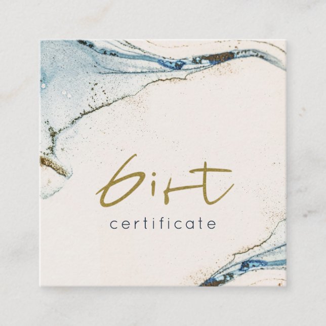Abstract Chic Blue Gold Beachy Gift Certificate (Front)